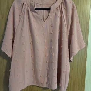 Women’s Blush Pink Textured Short-Sleeve Top